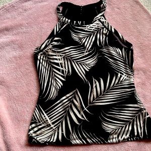 White House Black Market -gently used-Black Palm Print Tank